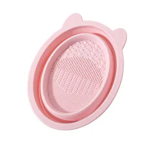 Make-up-Bürsten-Reinigungswerkzeug dreiteiliges Set mit Silikon-Klappbürsten schüssel Kosmetik-Make-Up-Ei Reinigungsmittel Netz Großhandel