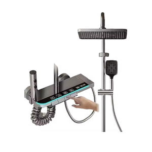 Ensemble <span class=keywords><strong>de</strong></span> robinetterie <span class=keywords><strong>de</strong></span> <span class=keywords><strong>douche</strong></span> thermostatique en acier inoxydable avec écran LED, finition polie, double poignée, cartouche céramique, mode doux, <span class=keywords><strong>fixation</strong></span> <span class=keywords><strong>murale</strong></span> - Product Image 2