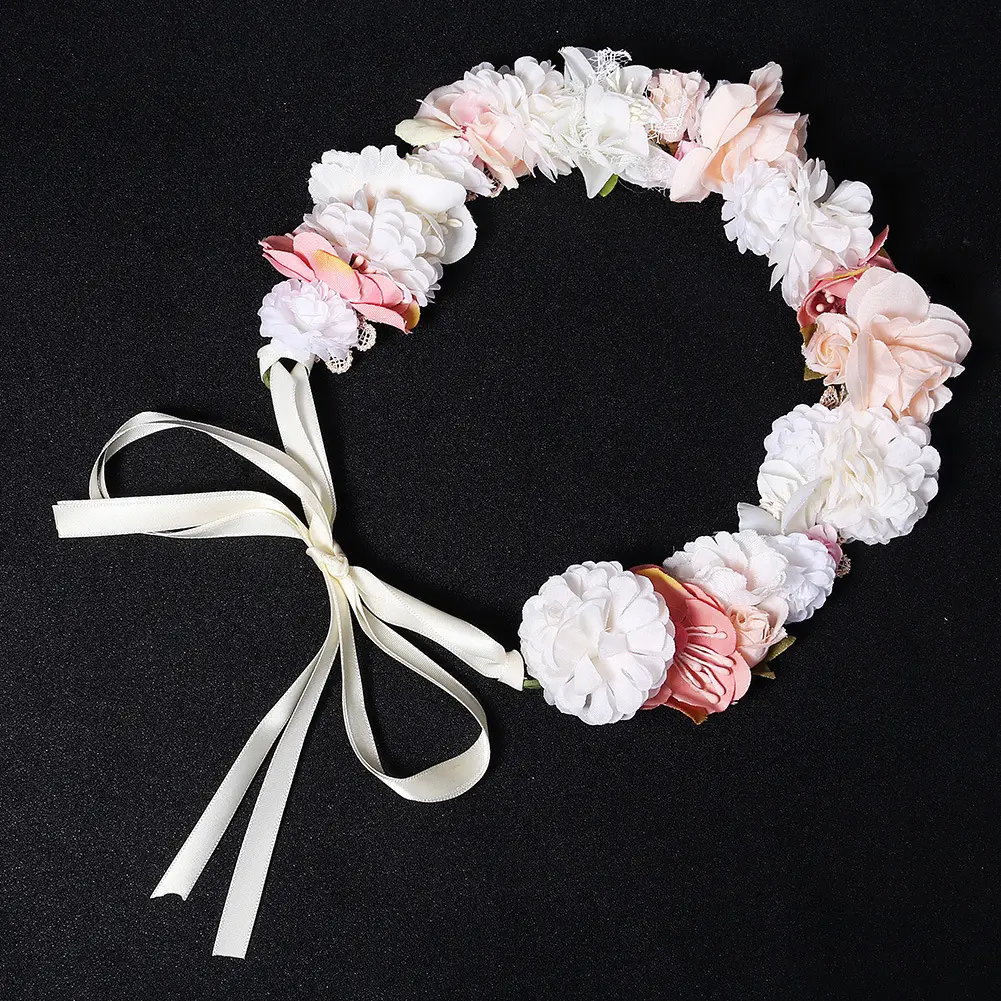 Wedding bridal jewelry simulation flower fabric hairband female Sen Department photo headwear beach head flower bohemian wreath