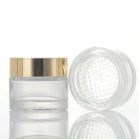 Emballage cosmétique en verre rechargeable vide, 30g 30ml, pot en verre transparent givré pour crème pour le visage 50g avec bouchon en plastique doré