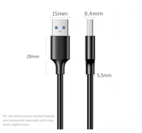 Cable USB 3.0 Macho a Macho de 3 pies, Cable USB a USB con Conector Chapado en Oro para Carcasas de Disco Duro, Reproductor de DVD, Enfriador de Portátil