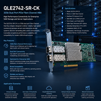 Carte HBA Fibre Channel PCIe double port Q Logic QLE2742-SR-CK 32 Go pour serveur de stockage SAN d'entreprise