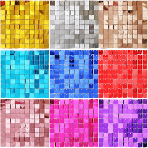 Pannello Murale Quadrato con Paillettes Lucide e Glitterate, Sfondo Argento e Oro Scintillante per Decorazioni di Laurea, Compleanno, Matrimonio - Product Image 1