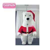 Costume gonflable en coton pour adulte unisexe, mascotte ours polaire en peluche avec cravate rouge, pour Halloween, cosplay de dessin animé, Panda Porte-bonheur