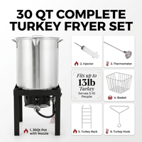 Friteuse à propane pour dinde de 30 litres avec brûleur haute puissance de 50 000 BTU et pot en aluminium facile à nettoyer pour le camping en plein air