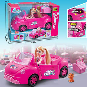 Adorable poupée de mode rose avec un ensemble de <span class=keywords><strong>cabriolet</strong></span> et un petit jouet pour chien, poupée en silicone non toxique, jouet pour bébé, jouets Juguetes, mini voiture pour fille - Product Image 3