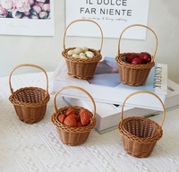 Panier-cadeau en rotin plastique marron de style vintage, mini-panier pour œufs, fait main, idéal pour les mariages, les fêtes de Noël et le Nouvel An