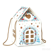Boîte cadeau créative en papier personnalisée pour bonbons, biscuits et chocolats de Noël, avec couvercle en forme de toit