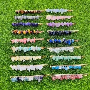 Fashion Bridal <b>Headband</b> Handmade Bling Colorful Natural Crystal Chips Stone Hair Clips Jewelry for Women - Product Image 3