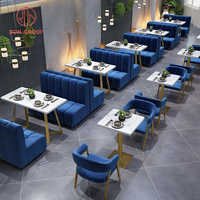Ensemble Canapé et Banquette de Restaurant/Café en Marbre, Table et Chaises pour Établissements Horeca