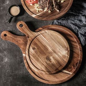 Bandeja Redonda Personalizable con Logotipo, Pala para Pizza de Madera con Asa - Product Image 1