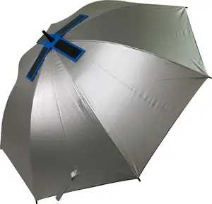 Guarda-chuva anti uv 8k carregado por usb e solar, 30 polegadas, cor preta
