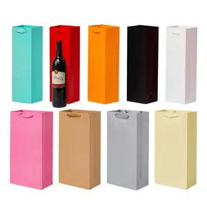 Gift Wine Paper Bag Paper Aactory High Quality Gift Packaging Christmas Red Wine Bottle Paper Bag