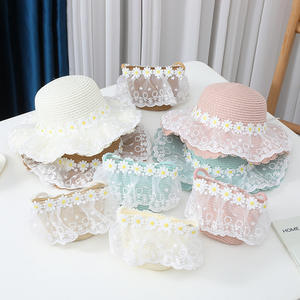 Versatile Lace Straw Visor Cap Baby <b>Hat</b> + <b>Bag</b> Set for Children's Summer Outdoor Leisure - Product Image 2