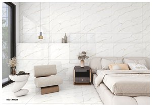 Statuario Carreaux de sol et de mur en porcelaine sans fin brillant 600x1200 | Grand format de qualité supérieure 24x48 | Salle de bain moderne durable antidérapante - Product Image 3