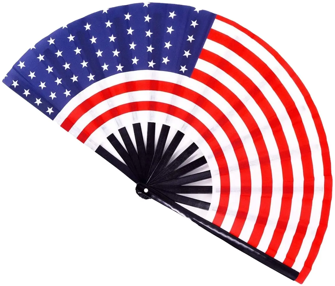 맞춤형 미국 국기 접는 팬 장식 애국 미국 접는 팬 (미국 국기) 대형 대나무 접는 팬