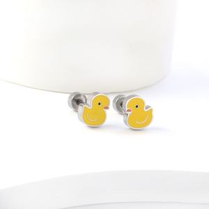 Boucles d'oreilles en acier inoxydable de bonne qualité pour enfants, animaux mignons, hypoallergéniques, boucles d'oreilles émaillées pour enfants, bijoux personnalisés pour enfants - Product Image 5
