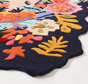 พรมปูพื้นขนสัตว์แบบไม่ลื่นซักได้ลายดอกไม้งานทำมือปรับแต่งได้ - Product Image 3