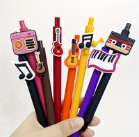 Lot de 20/30 stylos à thème instruments de musique, stylo créatif en PVC souple avec patch adhésif, stylo neutre pour étudiants, papeterie d'écriture, stylo à bille