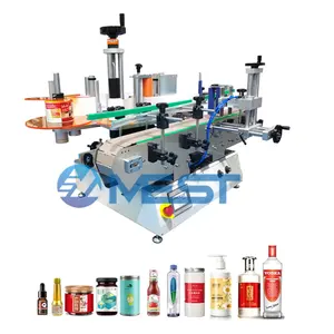 Fabriekspot Ronde Fles Etiketteermachine Semi-Automatische Dubbele Zijsticker Etiket Applicator Machine Voor Plastic Glazen Fles