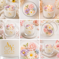 Bougie décorative en cire de soja parfumée aux fleurs, à trois mèches, en gros, pour cadeau de mariage et décoration