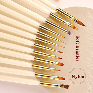 Ensemble de pinceaux pour artistes ongulaires avec logo personnalisé, manche blanc, en nylon, pour liner, lignes, gel plat, rond, ombrage, French, 3D, acrylique - Product Image 3