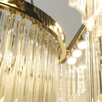 Lustre LED long en cristal pour hall d'hôtel, grand escalier, taille réglable, doré