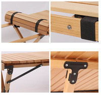 Table pliante portable pour faire des rouleaux d'œufs |   Table de camping pliable en bois massif pour pique-nique en plein air et plage