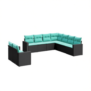 Ensemble de canapés de jardin en rotin noir, acier thermolaqué, mobilier de patio extérieur - Product Image 1