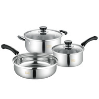 Yuyang Home Kitchen Batterie de cuisine Ensembles de casseroles et poêles en acier inoxydable de base 3 pièces Ensemble de casseroles et poêles en acier inoxydable professionnel