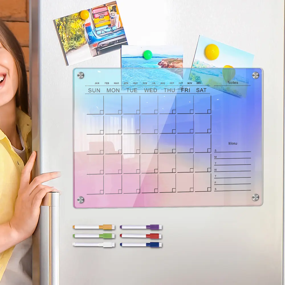 Новые продукты, красочная Магнитная акриловая календарная доска, прозрачная сухая стирающая ежемесячная доска для холодильника
