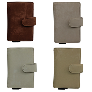 <b>RFID</b> <b>blocking</b> business card holder Automatic pop-up <b>wallet</b> unisex PU aluminium zipper <b>wallet</b> - Product Image 6