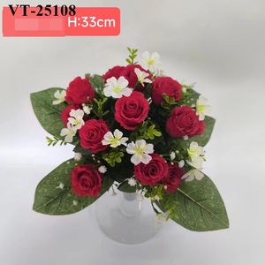 2025 MÁS NUEVO 33CM POLIÉSTER ARTIFICIAL ROSA FLORES MIXTO BUSHX13 - Product Image 2