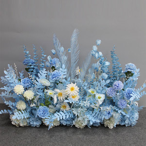 Arrangiamento fai da te decorazione ad arco per feste ad <span class=keywords><strong>angolo</strong></span> evento Runner sfondo per palcoscenico blu fiori artificiali fila matrimonio floreale - Product Image 1