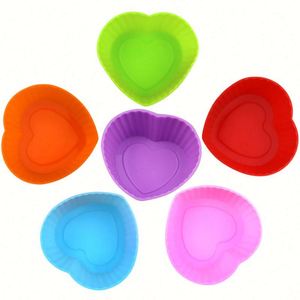 Moule à gâteau en silicone en forme de cœur de 7 cm, écologique, avec logo personnalisé, pour muffins et cupcakes, imprimé en sérigraphie, DIY OEM/ODM - Product Image 3