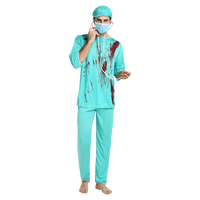 Ensemble de costumes d'infirmière et de médecin en polyester bleu et rose pour adultes, combinaisons et salopettes pour Halloween, cosplay de films et séries TV, pour les soirées costumées