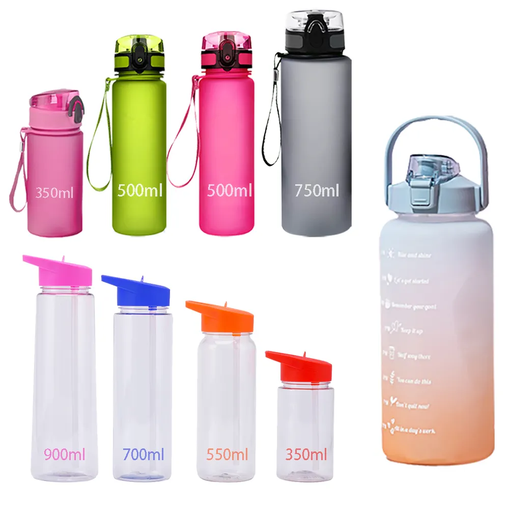 portable Eco Friendly 750ml BPA FREE Gym Clear transparent trinkflasch Tritan Drinking Plastic Sports Water Bottle With Straw