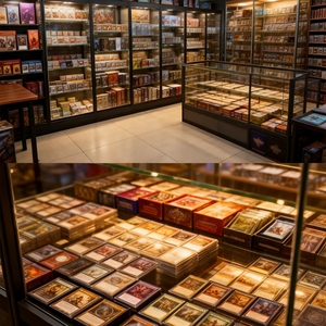 Vitrina de Exhibición para Tarjetas Comerciales en Ferias, con Cristal Templado Personalizado, Base con Iluminación LED de Color, Exhibidor de Productos para Tiendas de Cigarrillos - Product Image 6