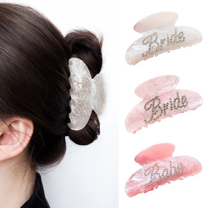 Clip per capelli con strass con logo personalizzato con scritta <span class=keywords><strong>sposa</strong></span> acetato di cristallo - Product Image 2