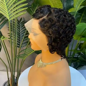 <span class=keywords><strong>Perruque</strong></span> Courte Pixie en Cheveux Humains, Coupe Bob avec Lace Frontale 13x4, <span class=keywords><strong>Perruque</strong></span> Brésilienne Pixie Bouclée en Cheveux Humains <span class=keywords><strong>Pas</strong></span> Chère pour Femmes - Product Image 2