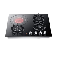 Cuisinière à gaz électrique intégrée à 4 brûleurs en gros, cuisinière en verre trempé, brûleur à gaz, cuisinière en céramique