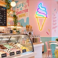 Enseigne néon LED personnalisée en acrylique pour crème glacée, décoration murale lumineuse pour café, pâtisserie, restaurant, bar, magasin d'alimentation, décoration intérieure