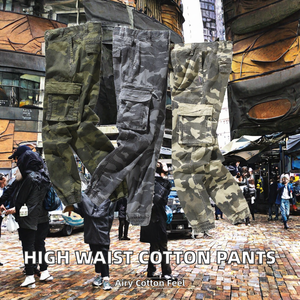 Men's Camo <b>Cargo</b> Pants 100% Cotton Canvas Breathable Zipper Fly Heavyweight Casual Trousers - Product Image 2