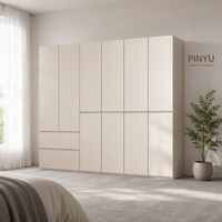 Armoire autoportante en bois de style mid-century avec portes à panneaux surélevés, écologique, grande capacité de rangement pour chambre, salle à manger, hôtel, hôpital