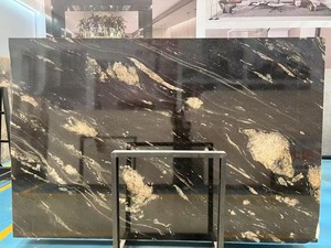 แผ่นหินอ่อนสีดำทอง <span class=keywords><strong>Prometheus</strong></span> ขัดเงา หินธรรมชาติลายเส้นทอง สำหรับเคาน์เตอร์ ผนัง พื้น โรงแรมหรู วิลล่า - Product Image 2