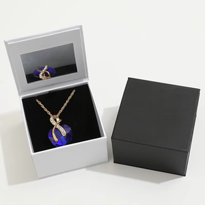 Luxury Soft Blush Pink Jewelry Gift <b>Box</b> Set Built In <b>Mirror</b> Flip Closure Satin Ribbon Bow With Matching Hand Bag Necklace - Product Image 2