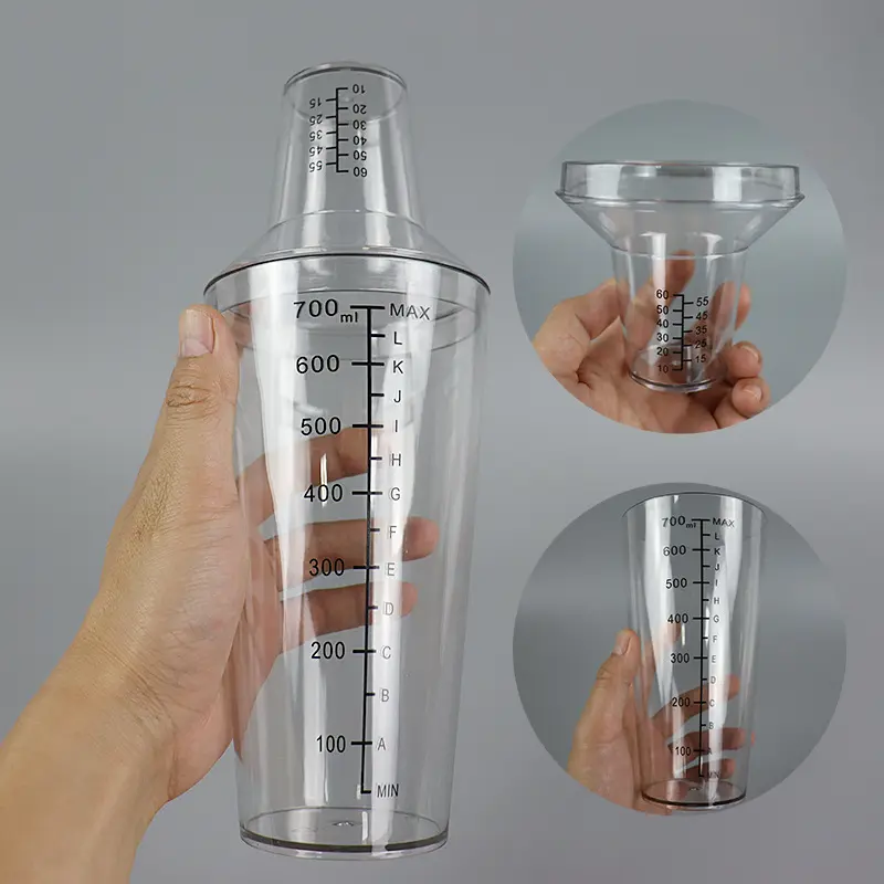 अमेज़ॅन हॉट सेल पीसी कॉकटेल शेकर कप स्केल बबल टी इक्विपमेंट बार के साथ बड़ी क्षमता मापने वाला शेकर कप