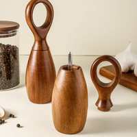 Ensemble moulin à sel et à poivre en bois écologique avec logo personnalisé, outils de cuisine et de barbecue à commande manuelle, emballage en boîte pour la maison