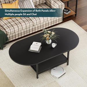 Table basse moderne noire <span class=keywords><strong>à</strong></span> 2 niveaux avec panneau pliant unique pour grands ou petits espaces de rangement extensible pour tout <span class=keywords><strong>salon</strong></span> - Product Image 6