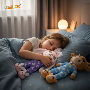 Fabricante Famipet: Venta al por mayor de nuevos y adorables juguetes de peluche suaves con diseño de animales durmiendo, ideales para máquinas de garras. - Product Image 1